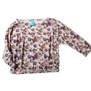 H.I.P Cute Floral Blouse Size Large with Gold thread throughout
